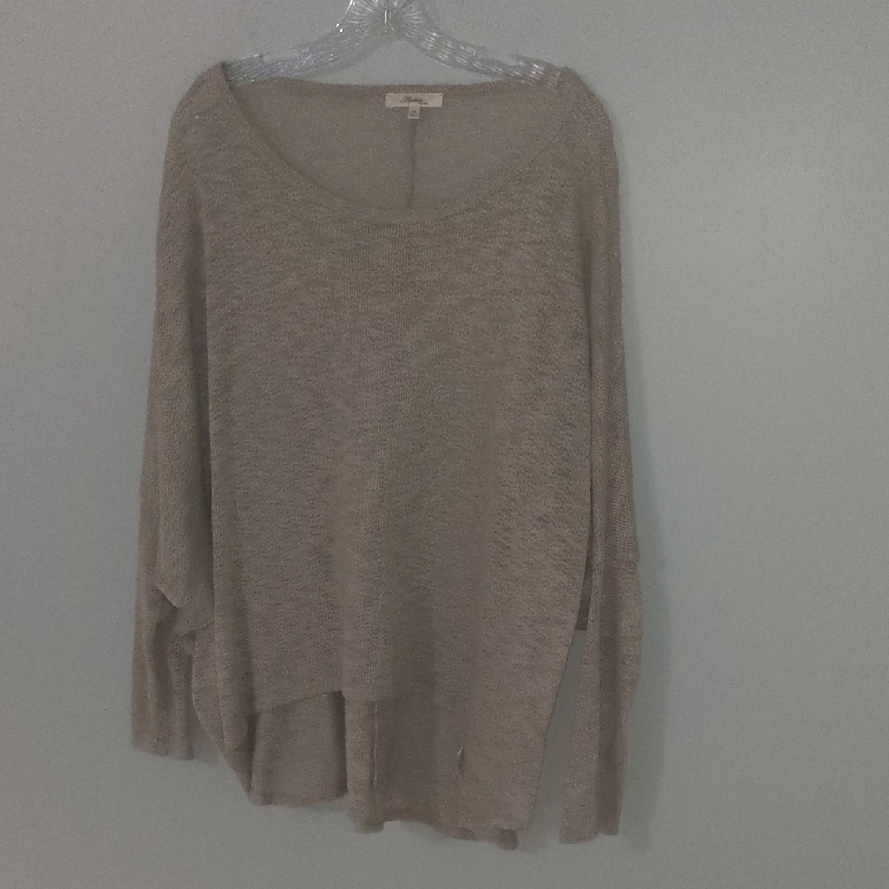 GUC✨ ANDREE BY UNIT women's medium oatmeal gauzy semi-sheer sweater - Picture 4 of 13